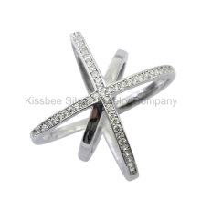 Fashion 925 Silver Jewelry Inlaid CZ Ring (KR3082)